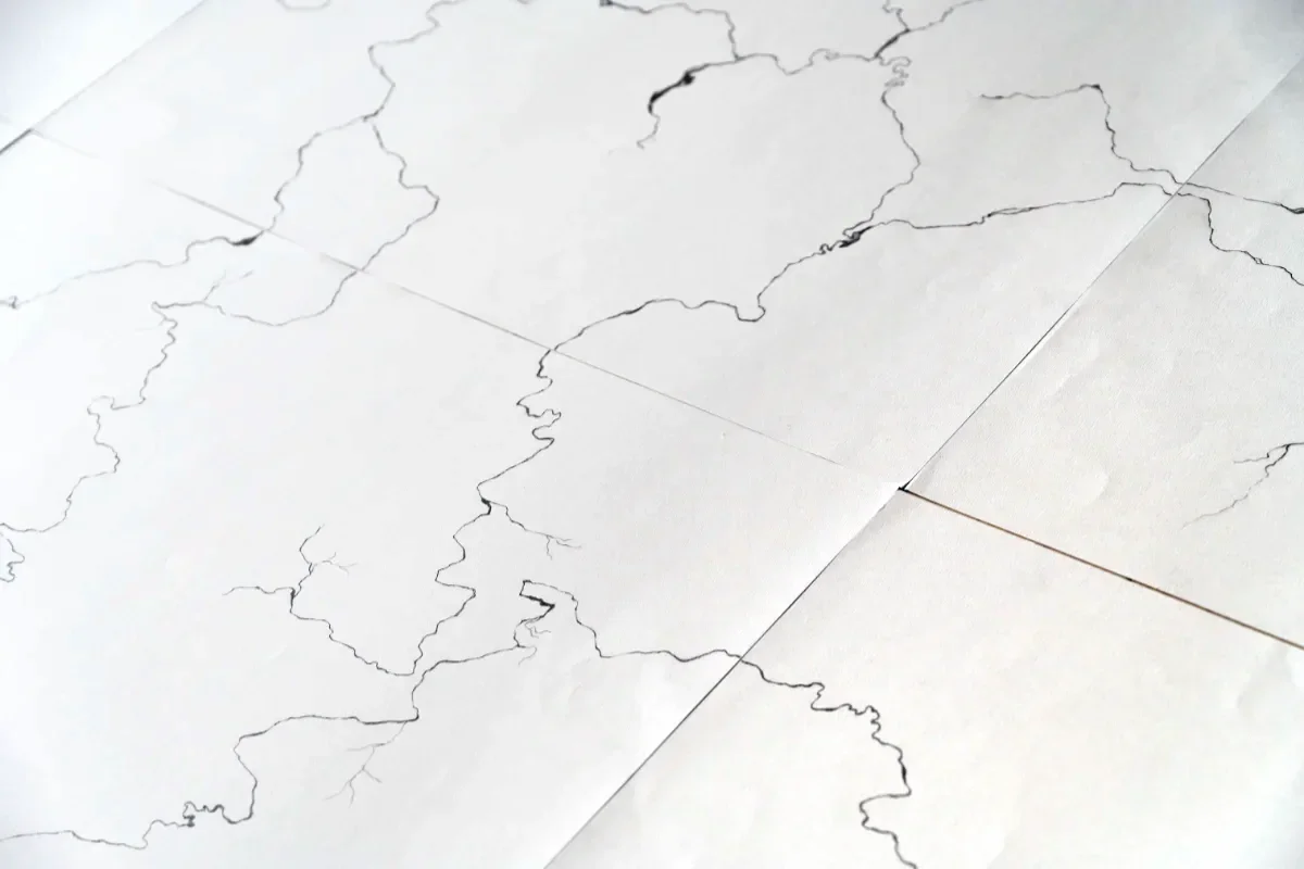 An abstract map drawn on paper.
