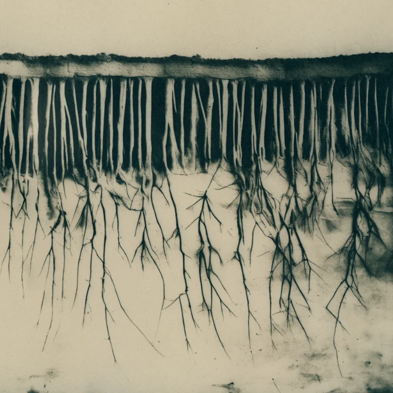 Toned cyanotype of roots.
