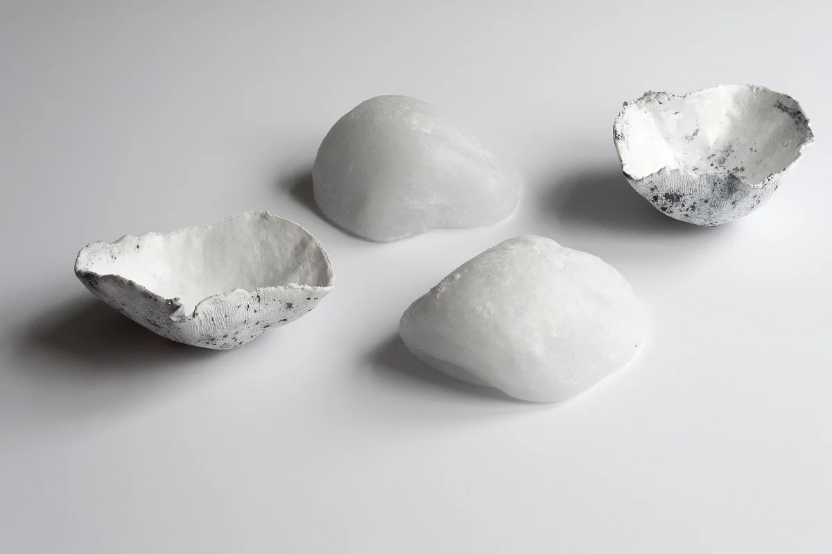 Rocks in cast glass.