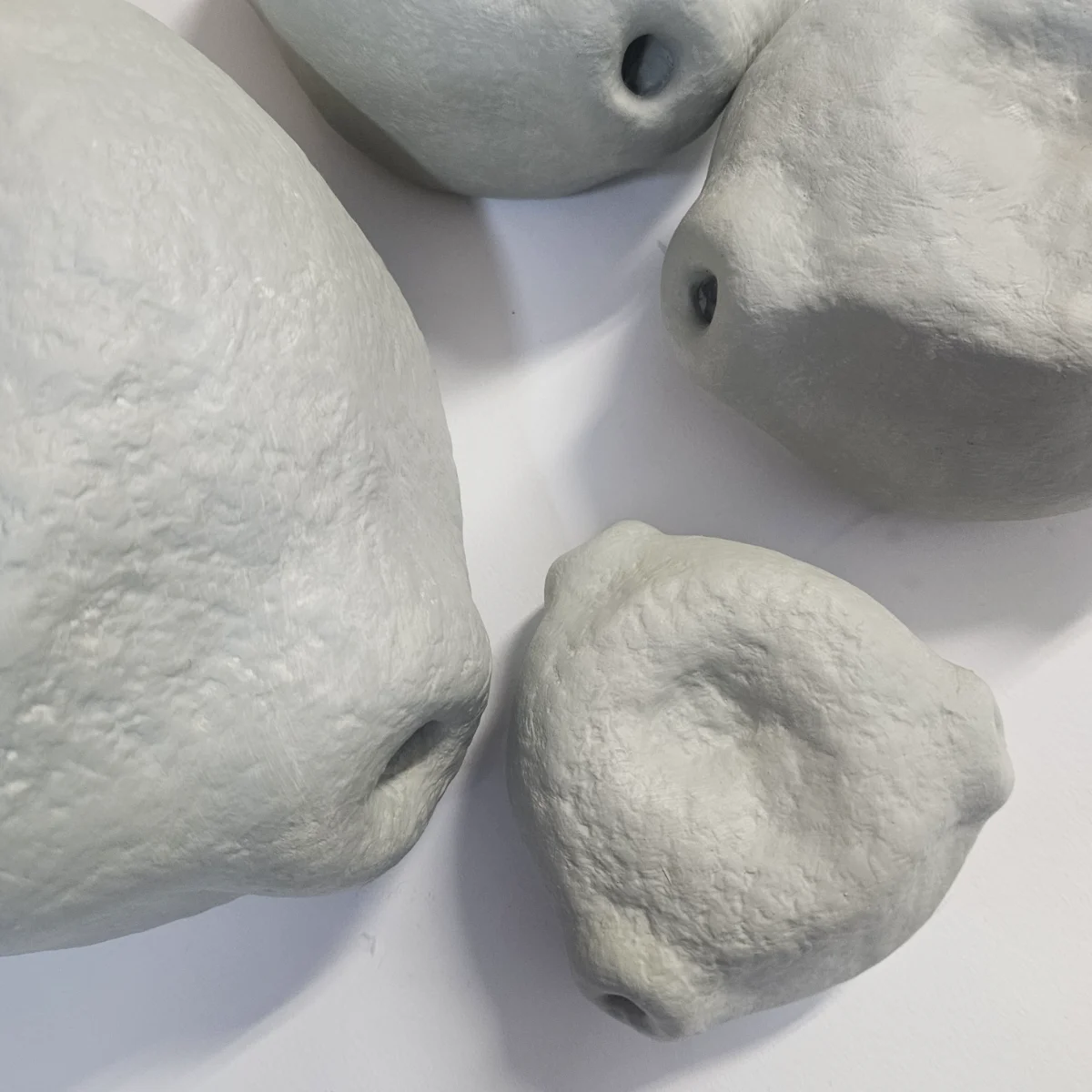 Sculptures of enlarged birch pollen.